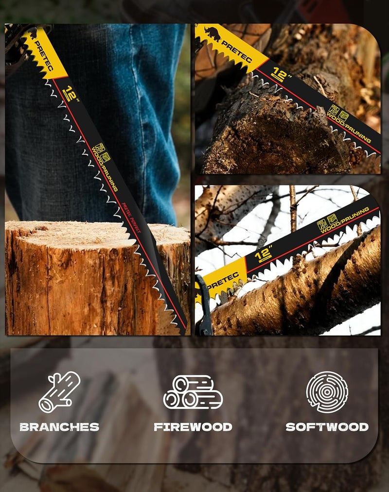 PRETEC Wood Pruning Reciprocating Saw Blades, 12 Inch Pruning Blades for Reciprocating Saw, High Carbon Steel Reciprocal Saw Blades for Tree Trimming, Wood Cutting with Organizer Case, (5 Pack/5TPI) - Image 5